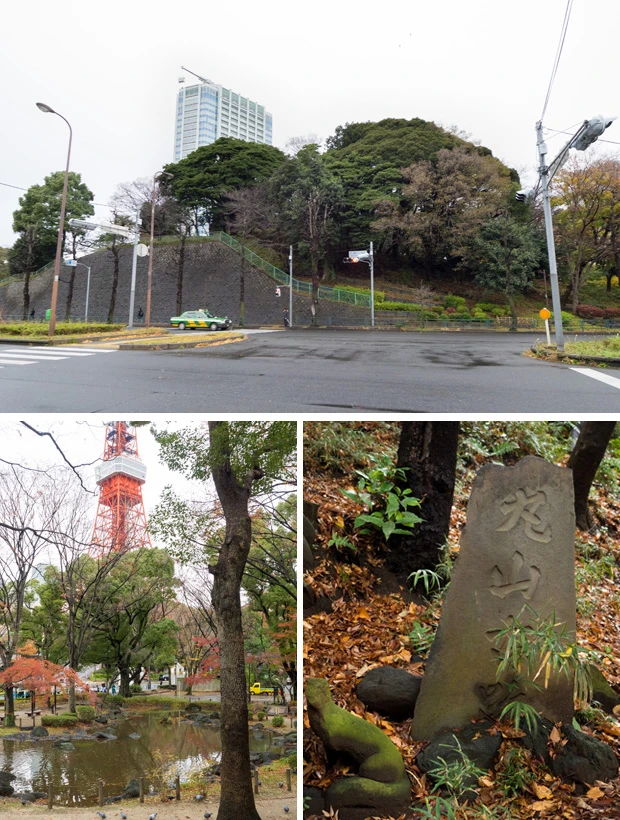 芝丸山古墳は都内最古(推定4世紀後半)、最大(墳丘長125m)の前方後円墳。港区芝公園内に存在し、東京タワーの真下、増上寺の真裏に位置する