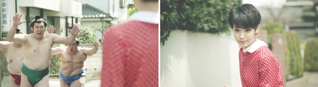  路上で遭遇した力士たちをスルーして、剛力さんがドヤ！