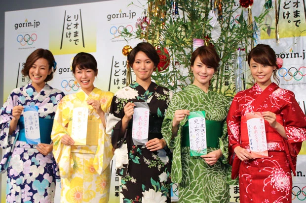  七夕に行なわれた今回のイベントでは５人それぞれリオ五輪への思いを短冊にしたためた