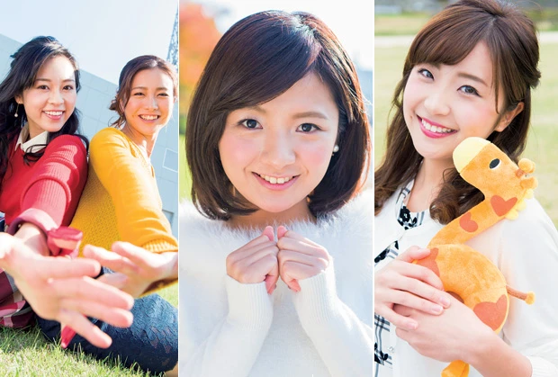 左から森重有里彩アナ＆深谷杏子アナ（北陸朝日放送）、中西希アナ（広島ホームテレビ）、河野未来アナ（あいテレビ）