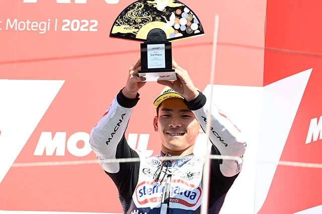 Ｍｏｔｏ３クラスで３位を決めた２１歳の佐々木歩夢は、「最低でも表彰台だと思っていた」とコメントした