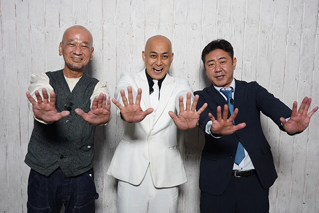 （左から）熊谷カメラマン、錦鯉の長谷川雅紀、渡辺隆