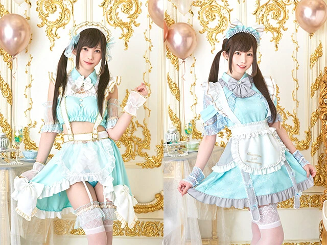２０周年を記念した特別なメイド服。クリアストーンのロゴカラー「ミントグリーン」×ロゴモチーフ「蝶」がデザインテーマになっている。こちらも１万円以下で購入可能。（写真提供／clearstone）