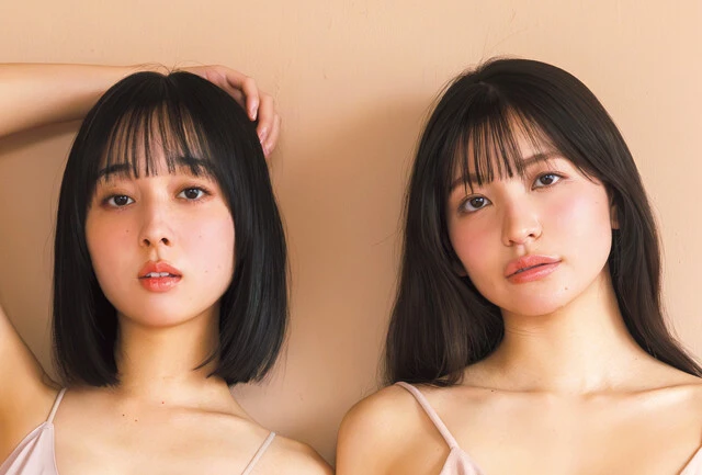 花城奈央と渚のんが実写恋愛シミュレーションゲーム『敏感！恋のアンテナ ビンビン別嬪荘』とのコラボグラビア