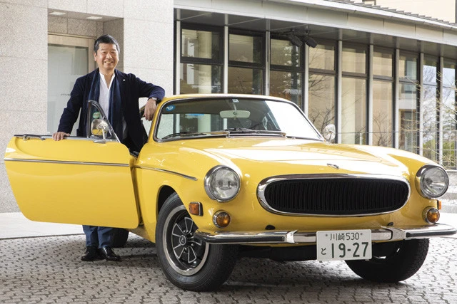 木村隆之社長の愛車「ボルボ P1800E(FR/4MT)」。木村社長の愛車は1971年式のP1800。オールドボルボの整備工場「クラシック ガレージ」がきっちり仕上げた一台である