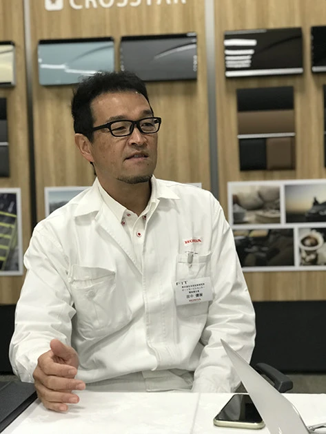 今年2月発売予定の4代目フィットのLPL(開発責任者)の田中健樹氏。3代目フィットの開発にも携わった田中氏。新型では「心地よさ」を追求したのだという