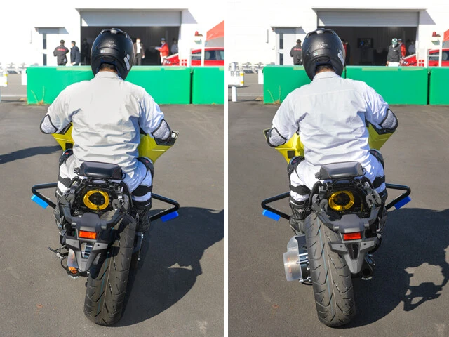 お尻を左右にフリフリさせてバランスを保つ。リアに備えた揺動装置が、倒れようとする逆の方向へ車体を起こすよう後部を細かく連続して左右に振る。タイヤ接地点と車体の重心をズラすことで転倒を防ぎ、自立を保つ