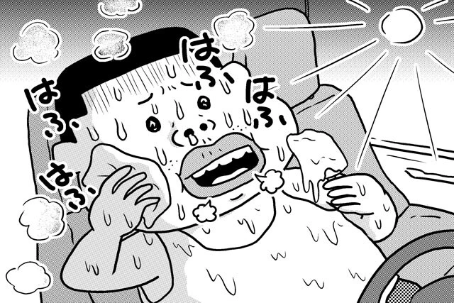 2位　全ドライバーが困った「酷暑」と「ゲリラ豪雨」。イラスト／小田原ドラゴン（©集英社「堀田エボリューション」）