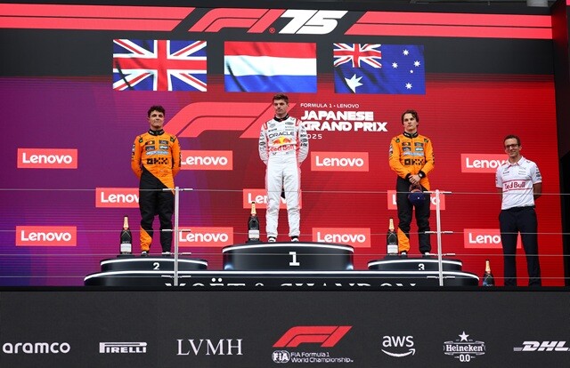 開幕2連勝を飾ったマクラーレンのふたりを抑え、今季初優勝を飾ったフェルスタッペン。「ホンダのホームコースで勝てて、最高の週末になった」と笑顔で語っていた