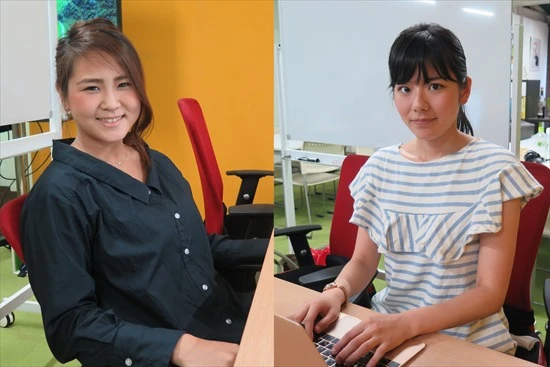ダイヤモンドメディアで働く今釜さん(左)と篠田さん