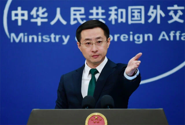 4月9日、「断固たる力強い措置を講じ、自らの正当な権益を守っていく」と、トランプ関税発動に対抗する姿勢を示した中国外交部の林剣報道官