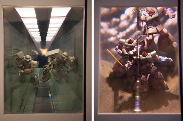 ガンプラを使用してアニメの名シーンを再現した展示も!