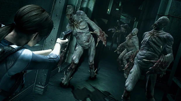 『リベレーションズ』のワンシーン。『1』のジルを再び主人公に据え、原点回帰的に恐怖への深度を追求した作品となっている