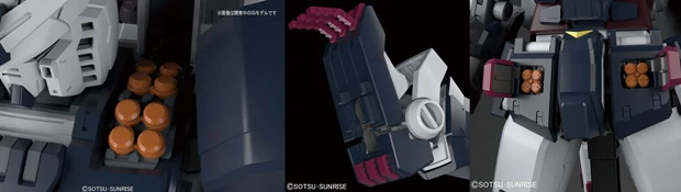 各種ミサイルポッドは開閉ギミックあり。MGならではの可動範囲の広さ、そして各パーツの保持力が強めなので、劇中のポージングを簡単に楽しめる