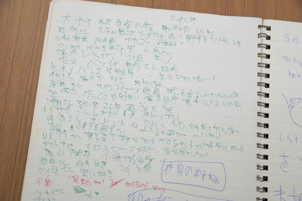 当時の学習ノート。学習面での困難さ、LD(学習障害)もあったという。