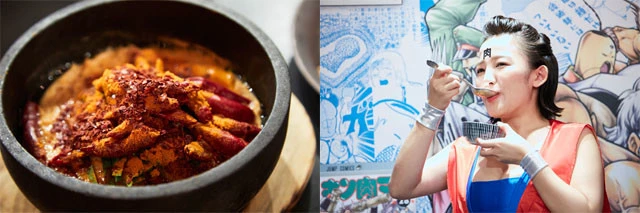 辛いもの大好き!という天木じゅんちゃんですらむせ返すレベルの『悪魔将軍プレゼンツ地獄の九所封じ石鍋豆腐』。このほか、超人や必殺技をテーマにしたフードが大充実