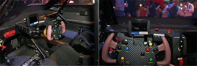 Audi e-tron Vision Gran Turisumoの内部。右写真はシートからの視界