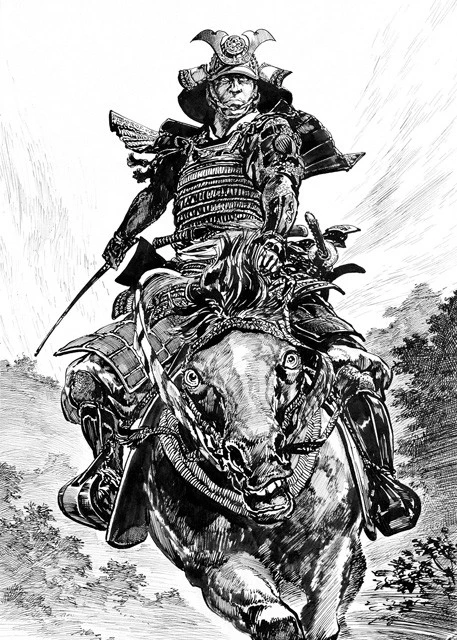 ２０１７年に弥生美術館で開催された展覧会のキービジュアル（『信長絵巻２　桶狭間出陣』より）