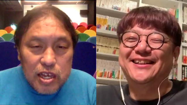 「アップリンク」代表、浅井隆氏（左）に角田陽一郎氏が聞く！