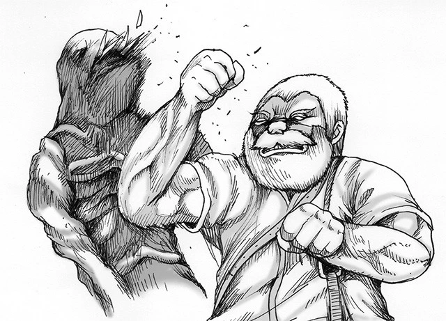 押切先生のイチ推しキャラだというジョー・ベイカーを描き下ろしていただいた。ジョー・ベイカーは、『バイオ７』のＤＬＣ（ダウンロードコンテンツ）で登場するキャラクター。「化け物を素手で殴るのが素晴らしい」とのこと