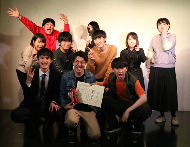 2021年の学生R-1決勝戦後の写真。天川さんの学年の大学芸会メンバーが中心となって運営が行なわれた大会