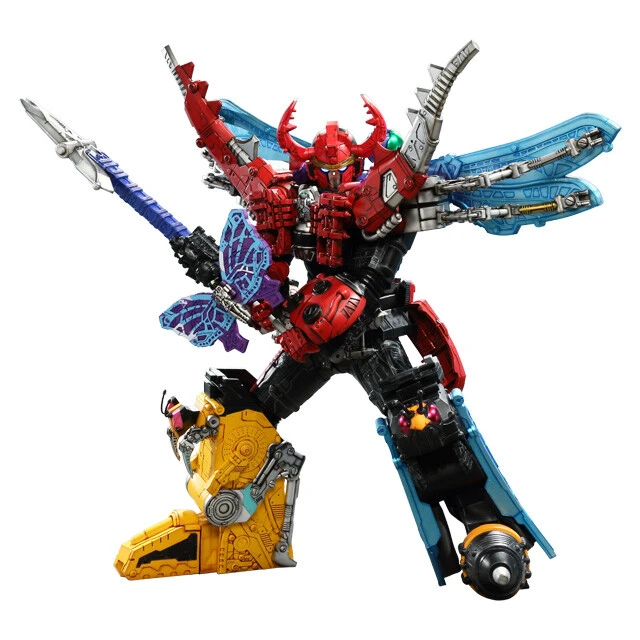 ゴッドクワガタやゴッドトンボなど、5人の王が操る昆虫メカに加え、ゴッドクモなど計10体が合体し、キングオージャーに! ©テレビ朝日・東映AG・東映