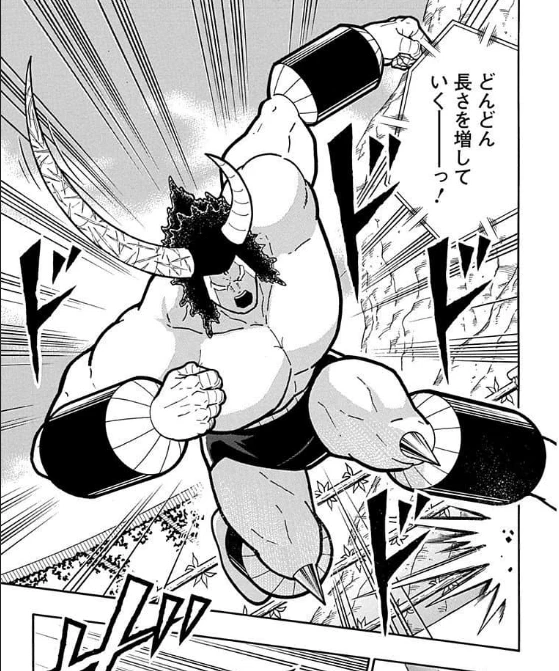 前回は完璧超人始祖のガンマンと対戦したバッファローマン。ガンマンが直前に闘ったス二ゲーターのことを覚えておらず、その傲岸不遜な態度に奮起する(JC52巻)