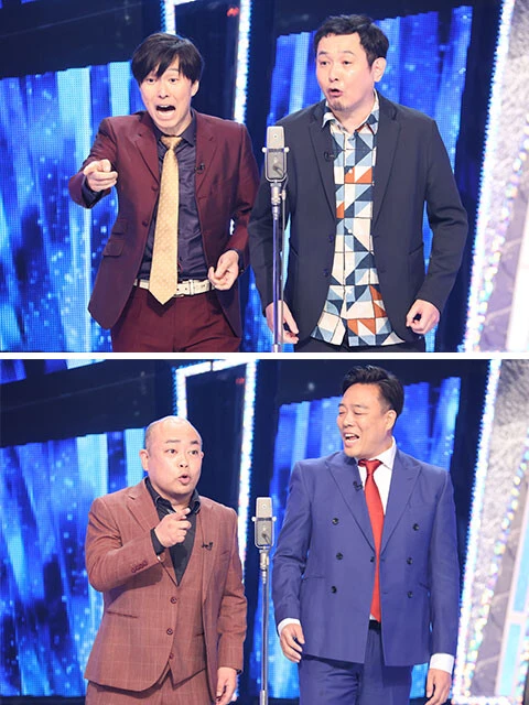 2023 決勝戦。昨年、マシンガンズは予選のノックアウトステージで今年の王者・ガクテンソクとランジャタイを倒してグランプリファイナル進出を決めた。その後、金属バットと三四郎を破るも、決勝に進むことを想定しておらずネタが尽き、グランプリファイナル内で最低得点を出してギャロップに敗れた　©フジテレビ