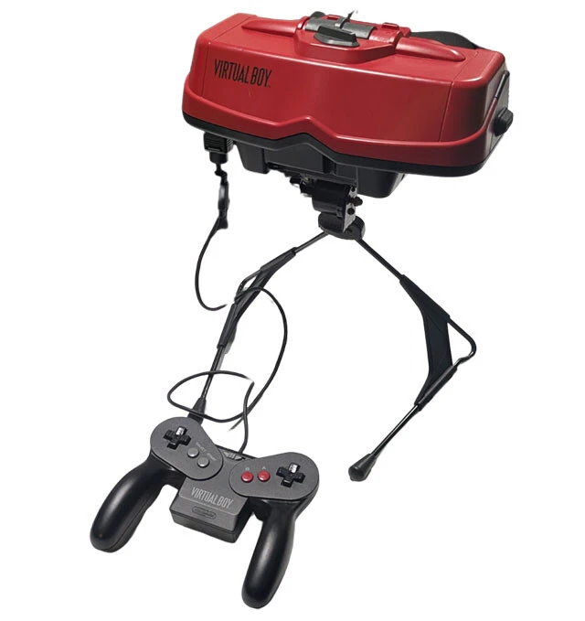 【1995年】(7月21日発売)バーチャルボーイ《国内販売台数》14万台/「3DS」より前に発売された、"任天堂ハードの黒歴史"として名高い3Dゲーム機。ゴーグル型の本体をのぞき込んで遊ぶが、その姿勢がキツく、ディスプレーは赤一色で点滅するため目や頭が痛くなる