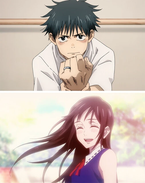 『劇場版 呪術廻戦 0』では幼い乙骨（上）と里香（下）が出会い、純愛をテーマに描かれた