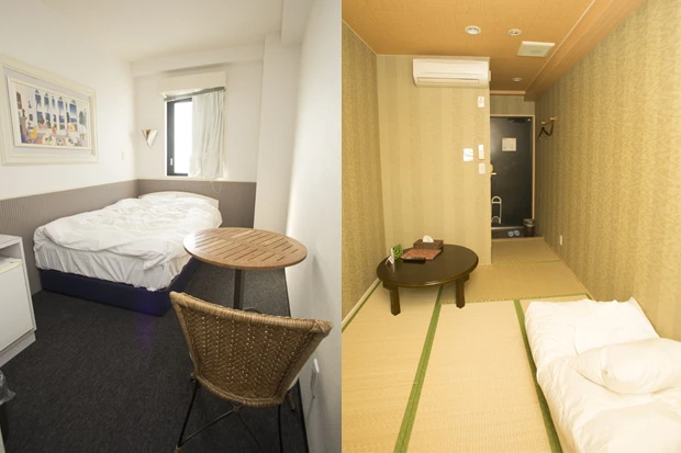 和、洋室ともに個室はバス利用者は1名4800円から宿泊可能