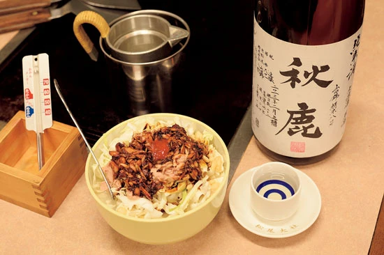 秋鹿 純米無濾過生原酒×インドネシア風ツナもんじゃ