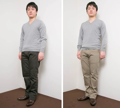 上半身に目がいきやすいため着慣れない明るい色のトップスは抵抗感のある男性も多いかも?