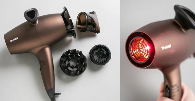 頭皮をやわらかく揉み流す「スカルプヘッド(大)」と、頭皮を刺激しながら振動で育毛剤を叩き込むスカルプヘッド(小)の2種類の振動ブラシつき。遠赤外線で優しく頭皮を温める