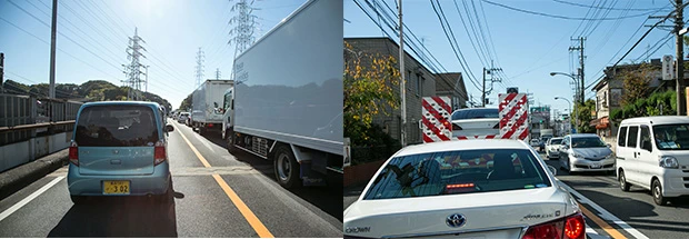 神奈川県の戸塚付近。とにかく渋滞、渋滞…