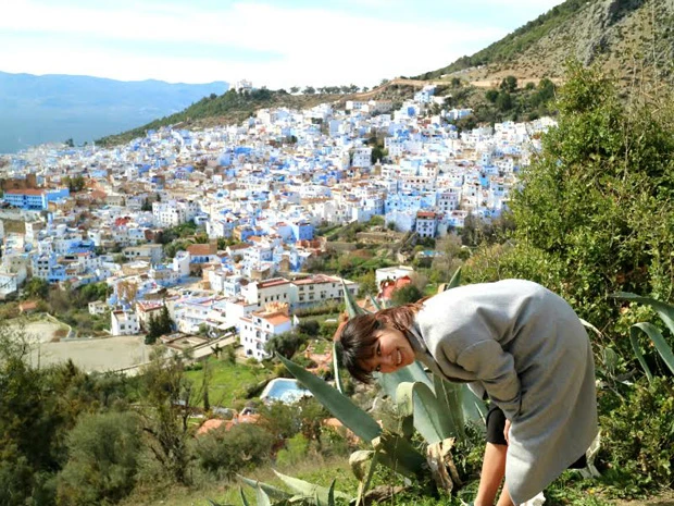 山から見た青い街シャウエン。大麻の産地でもあるので、登山中に大麻勧誘されたけど軽くかわしたよ