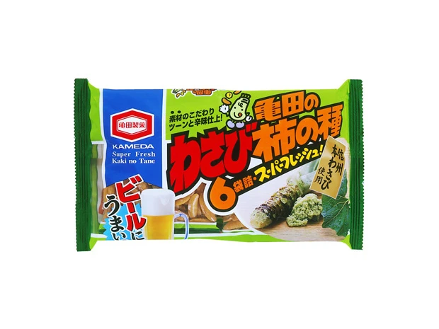 わさび柿の種（２０００年）　信州限定で発売されたが、好評により全国での期間限定発売になった