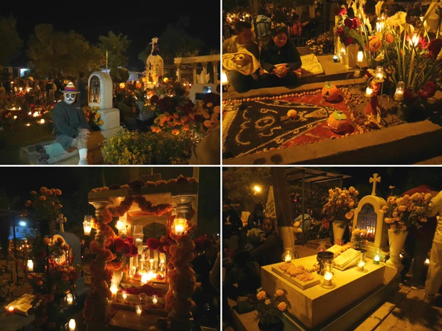  土をかぶせただけの墓もあれば、家のように大きく豪華な墓まであって、飾りつけも様々