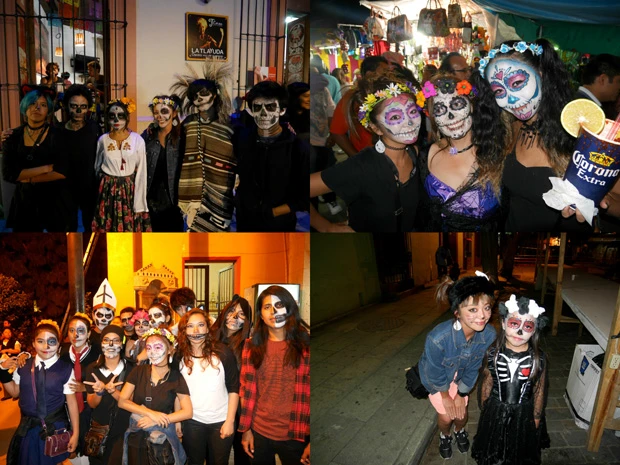  街中もやはりガイコツメイクでいっぱい