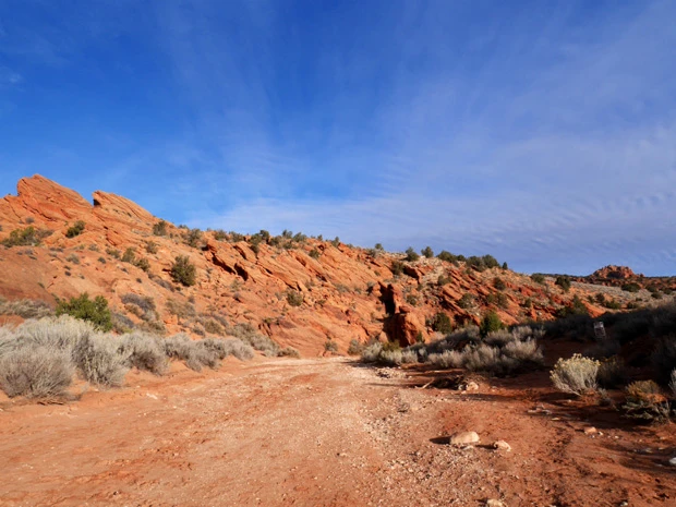私は真っ直ぐ進んでしまったけど、ウェーブへ行くには右の影の道なき方向へ進む