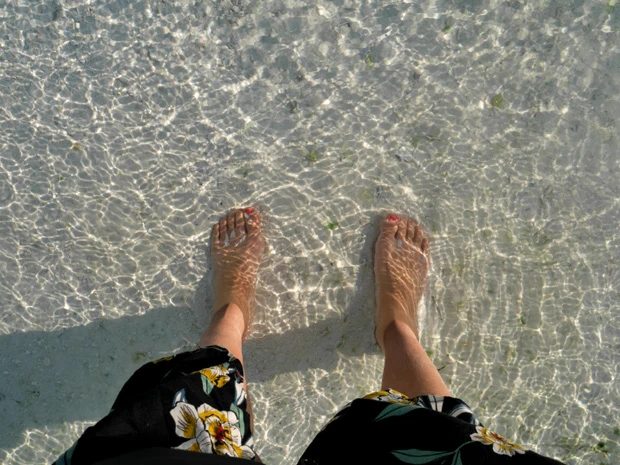 石灰棚の表面はヒンヤリ冷たい