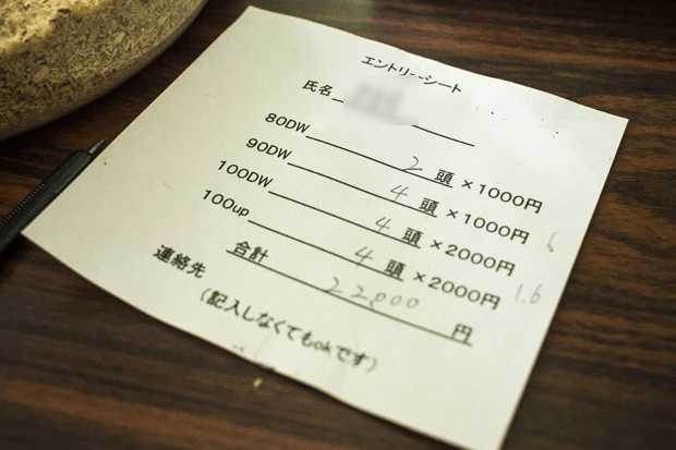 昨年、無差別級を制したKさん。今大会は4つの階級に計14匹をエントリー