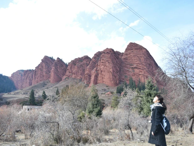 真っ赤な雄牛が7頭並んだジェティオグズの奇岩。岩フェチのマリーシャは萌え~