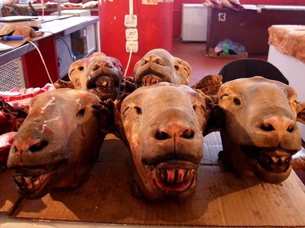 インパクトのあるお肉売り場