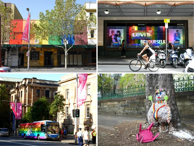 シドニーの街中がマルディグラ仕様に!