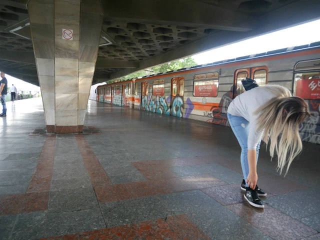 アルメニアの電車に乗って宿へ向かう