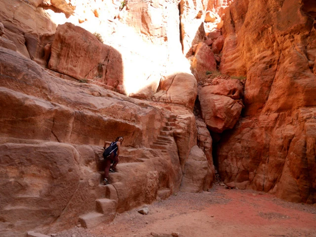 所々には岩を削られてできた階段や、壁にはラクダなどのレリーフが刻まれていた