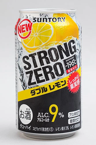 -196℃ ストロングゼロ ダブルレモン(サントリー)【アルコール...9% レモン度......強 炭酸度...強 甘辛度...中】レモン果実を丸ごと-196℃で瞬間凍結して製造。ストロング系ブームの火つけ役!