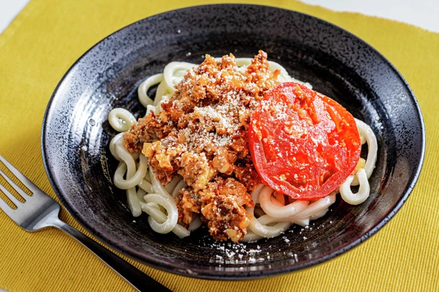 (4)完成!「モスチーズバーガーのミートソースパスタ」