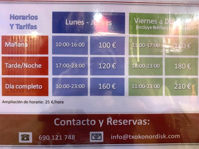 男性美食倶楽部チョコのレンタル施設の値段表